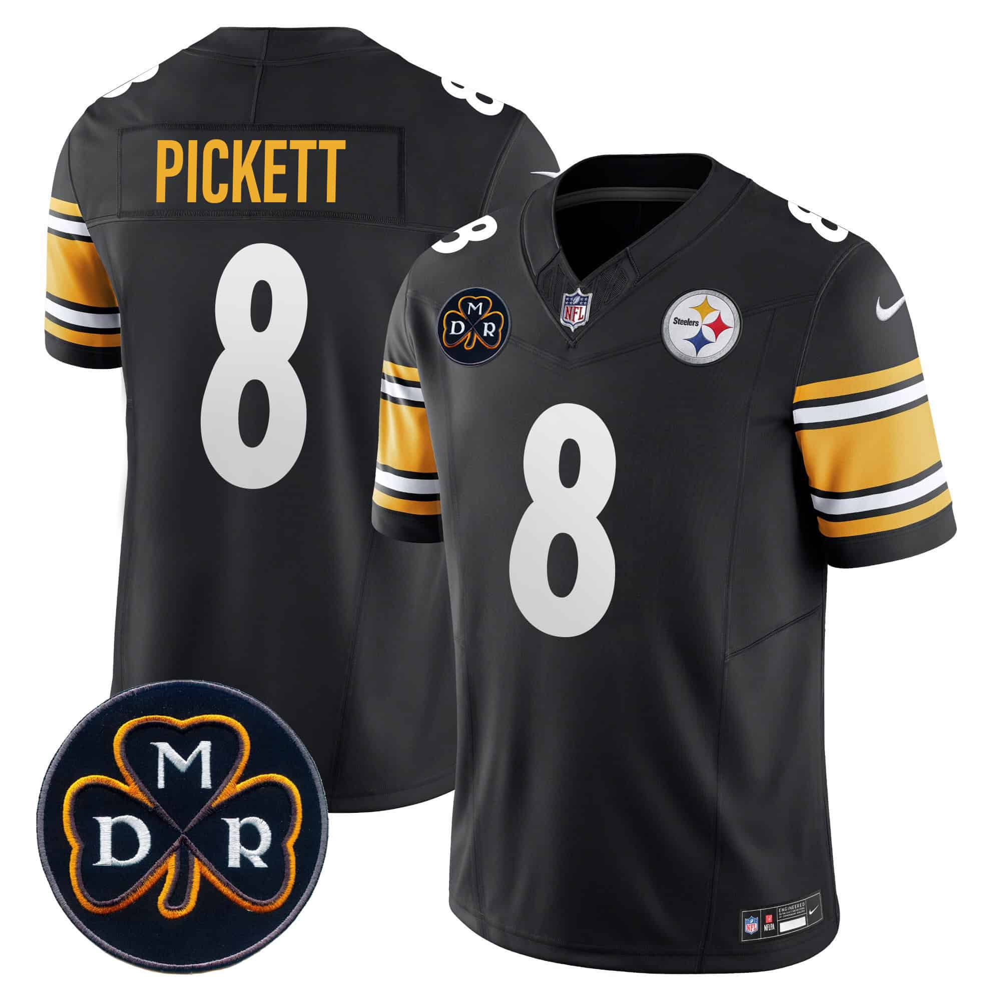 Men Pittsburgh Steelers #8 Pickett Black 2024 Nike DMR Patch Vapor Limited NFL Jersey style 3->indianapolis colts->NFL Jersey